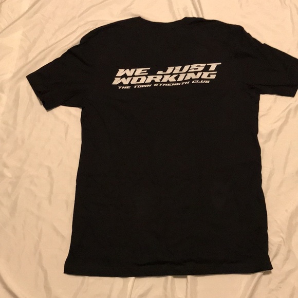 Town Strength Club black workout t-shirt back message “We Just Working the Town” - Picture 7 of 7
